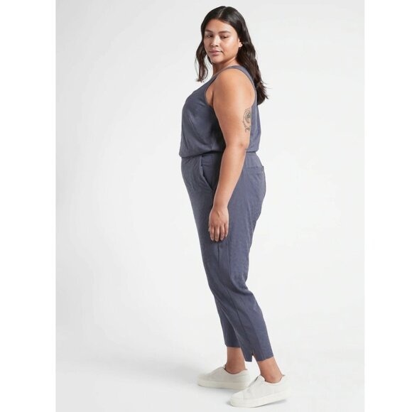 NEW! Athleta | Brooklyn Textured Jumpsuit Jacquard Leopard Medieval Violet - Picture 4 of 14